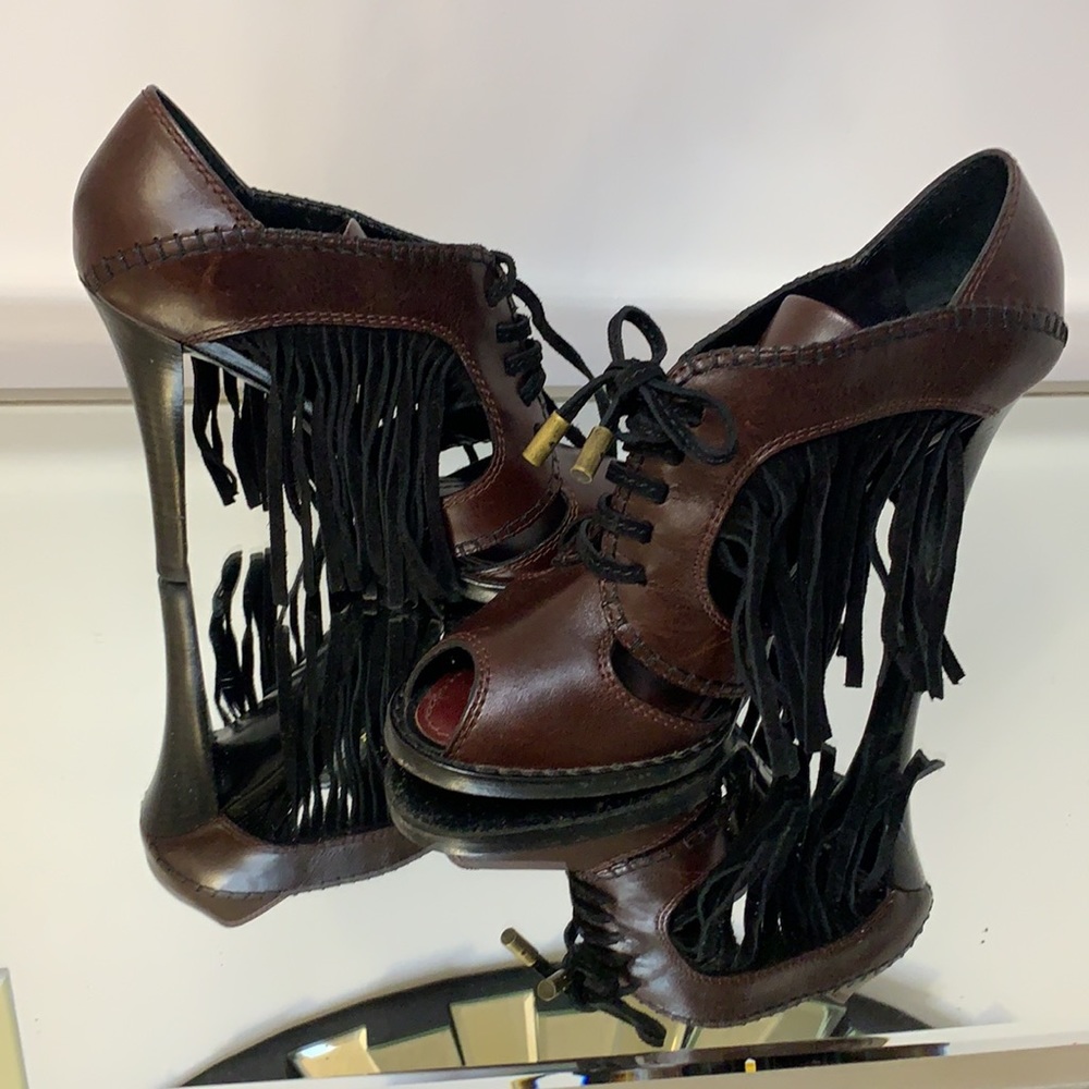 Authentic Louis Vuitton Fringe-Accented Booties